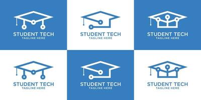 Logo Design Linie Student, Abschluss, Schule Technologie Stil Symbol Inspiration vektor