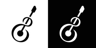 oändlighet logotyp design element kombinerad med gitarr och tillverkad i abstrakt stil vektor