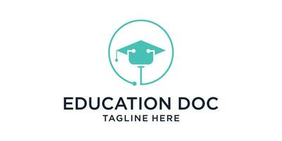 Logo Design Arzt mit Student, Bildung einfach Vorlage vektor