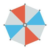 ein Symbol von bunt geöffnet Regenschirm Darstellen das Sonnenschirm Strand Stütze vektor