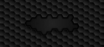schwarz geometrisch Sechsecke abstrakt Technologie Hintergrund vektor