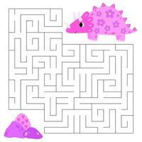 Prinzessin Triceratops Matze Spiel zum Kinder. süß Rosa Dinosaurier suchen zum ein Weg zu das Dinosaurier Ei. druckbar Arbeitsblatt mit Lösung zum Schule und Vorschule. Vektor Karikatur Illustration.