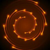 feurig Orange Neon- Spiral- Linien abstrakt Hintergrund vektor