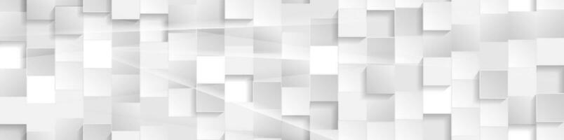 abstrakt Technik Banner mit grau Weiß glänzend Mosaik Quadrate vektor