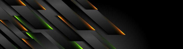 futuristisch schwarz Technologie Hintergrund mit Neon- Linien vektor