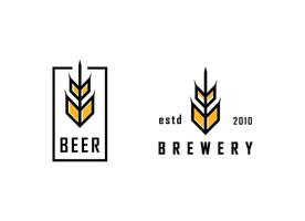 minimalistisk och enkel öl logotyp design. bryggeri logotyp, spannmål vektor. vektor