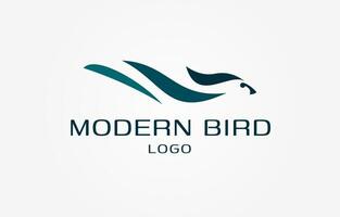modern fågel logotyp abstrakt duva med vågig vingar vektor