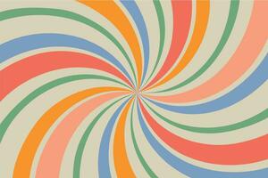 retro sunburst vektor bakgrund med en årgång Färg palett av blå gul röd och beige i en spiral eller virvlades radiell randig design. vetor illustration