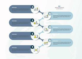 Infografik Prozess Design mit Symbole und 7 Optionen oder Schritte. vektor