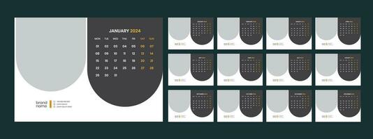 vektor skrivbord kalender mall 2024