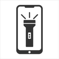 Vektor Illustration von Smartphone Taschenlampe Symbol im dunkel Farbe und Weiß Hintergrund