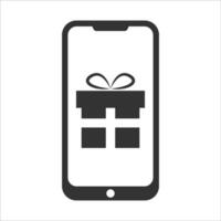 Vektor Illustration von Smartphone Geschenke Symbol im dunkel Farbe und Weiß Hintergrund