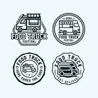 Essen LKW Jahrgang Abzeichen Logo Festival Embleme und Logos Vektor Satz.