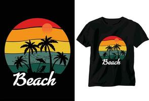 strand sommar t-shirt design, sommar strand t-shirt, sommar årgång t-shirt design, vektor