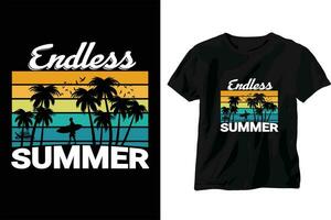 endlos Sommer- t Hemd Design, Sommer- Strand Ferien t Hemd vektor