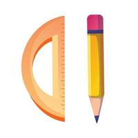 vektor måla och skrivning verktyg samling bestående av gul penna och trä- linje på de vit