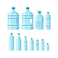 samling av plast vatten flaskor. vektor illustration flaskor plast.
