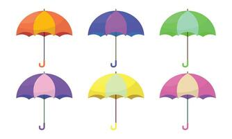vektor färgad paraplyer samling. vektor illustration