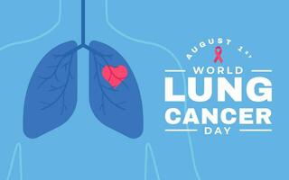 illustration av friska lungor på en blå bakgrund. värld lunga cancer dag augusti 1:a. vektor