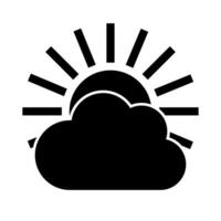 Wolke und Sonne. schwarz Wetter Prognose Symbol isoliert auf Weiß Hintergrund. Vektor. vektor