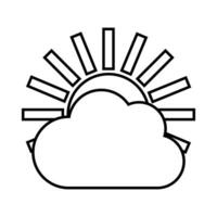 Wolke und Sonne. schwarz Gliederung Wetter Prognose Symbol zum Färbung isoliert auf Weiß Hintergrund. Vektor. vektor