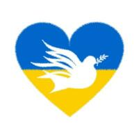 Weiß Taube von Frieden im das Herz von das Flagge von Ukraine im das National Farben von Blau und Gelb isoliert auf ein Weiß Hintergrund. Vektor. vektor