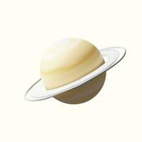 3d machen Saturn. Planet im Solar- System, milchig Weg Galaxis. realistisch Kugel Kosmos Objekt mit Ringe. Vektor Illustration auf Astronomie im Lehm Stil. Globus Dekoration zum planetarisch Konzept