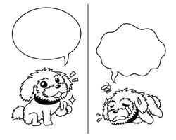 Vektor Karikatur Charakter shih tzu Hund ausdrücken anders Emotionen mit Rede Luftblasen