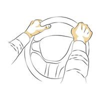 Hand halten das Lenkung Rad - - skizzieren Vektor