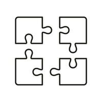 Puzzle Platz Stücke Spiel linear Piktogramm. Puzzle Herausforderung, Zusammenarbeit, Logik Spiel, Idee, Gliederung unterzeichnen. Kombination Lösung Linie Symbol. editierbar Schlaganfall. isoliert Vektor Illustration.