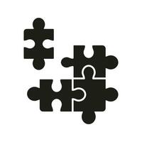 Puzzle Platz Streichhölzer Glyphe Piktogramm. Zusammenarbeit, Lösung, Kombination, Herausforderung solide Symbol. Puzzle Stücke, Logik Spiel, Idee Silhouette unterzeichnen. isoliert Vektor Illustration.