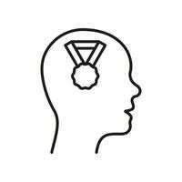 Motivation Linie Symbol. Führer motivieren zum Tor Leistung linear Piktogramm. Medaille zum Führung im Sport Wettbewerb Gliederung unterzeichnen. Herausforderung Symbol. editierbar Schlaganfall. isoliert Vektor Illustration.