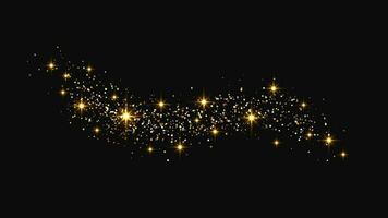 Gold glänzend Konfetti Welle und Sternenstaub vektor
