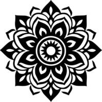 Mandala - - schwarz und Weiß isoliert Symbol - - Vektor Illustration