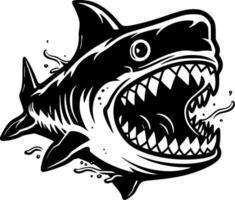 Hai - - schwarz und Weiß isoliert Symbol - - Vektor Illustration