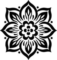 Mandala - - schwarz und Weiß isoliert Symbol - - Vektor Illustration