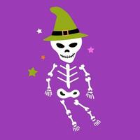 Lycklig halloween skelett.glad halloween. mode illustration för vykort, flygblad, baner vektor