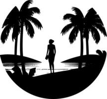 Strand - - schwarz und Weiß isoliert Symbol - - Vektor Illustration
