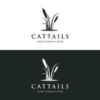 cattails eller vass flod gräs växt logotyp mall design premie kvalitet. vektor