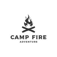 Hipster Jahrgang Lagerfeuer Logo Design. Logo zum Camping, Abenteuer Tierwelt, Lagerfeuer. vektor