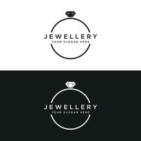 lyx årgång Smycken logotyp mall design med kreativ aning med abstrakt ringa form. logotyp för Smycken butik, företag, företag, mode. vektor