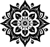 Mandala - - schwarz und Weiß isoliert Symbol - - Vektor Illustration