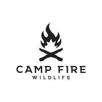 Hipster Jahrgang Lagerfeuer Logo Design. Logo zum Camping, Abenteuer Tierwelt, Lagerfeuer. vektor