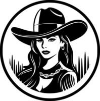 Cowgirl - - minimalistisch und eben Logo - - Vektor Illustration