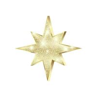 gyllene stjärna med glitter. skinande jul dekoration. guld stjärna med gnistrar. vektor illustration isolerat på vit bakgrund