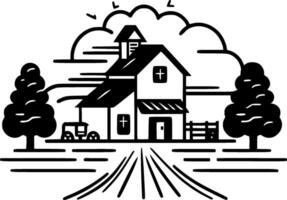 bondgård, minimalistisk och enkel silhuett - vektor illustration
