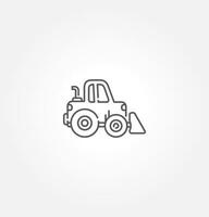 Bulldozer Symbol. schwer verfolgt Traktor mit Klinge. Vektor einfach eben Grafik Illustration. das isoliert Objekt auf ein Weiß Hintergrund. isoliert auf Weiß Hintergrund.