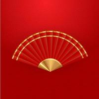 realistische 3D-Rot-Chinesen-Fan auf weißem Hintergrund Gestaltungselement für chinesische Neujahrsfeier eps10 vektor