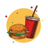 Burger mit trinken Koks rot Vektor Illustration