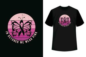 im Oktober wir tragen Rosa Brust Krebs Bewusstsein Schmetterling T-Shirt vektor
